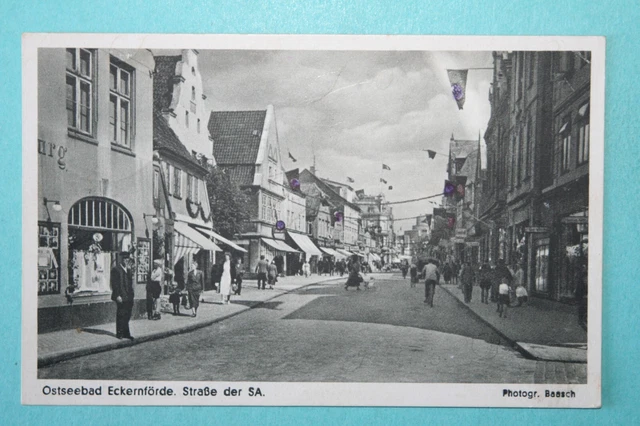 012404, AK, Eckernförde, Ostseebad, Straße der SA, 1948 gelaufen nach Hamburg