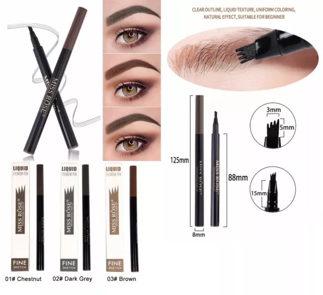 Microblading Tattoo Waterproof 4 Fork Eyebrow Pen Pencil 3D Liquid Ink Stencils