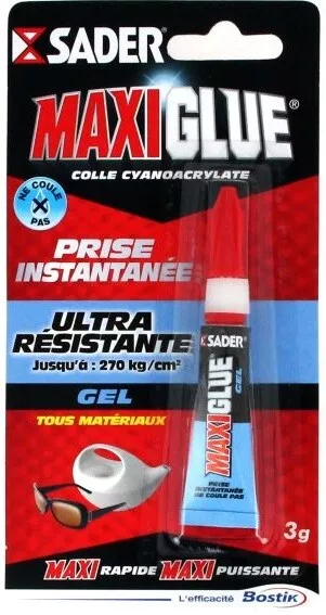 Tube de Colle MAXI GLUE SADER GEL Ultra Résistante Prise Instantanée 3g NEUF