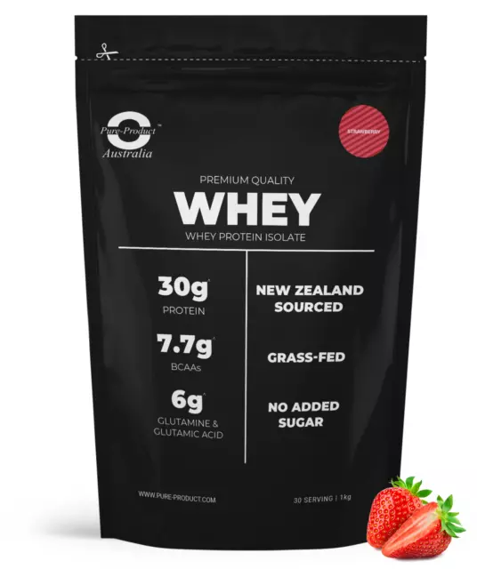 3Kg  Whey Protein Isolate Powder  100% Wpi   Grass-Fed - Strawberry