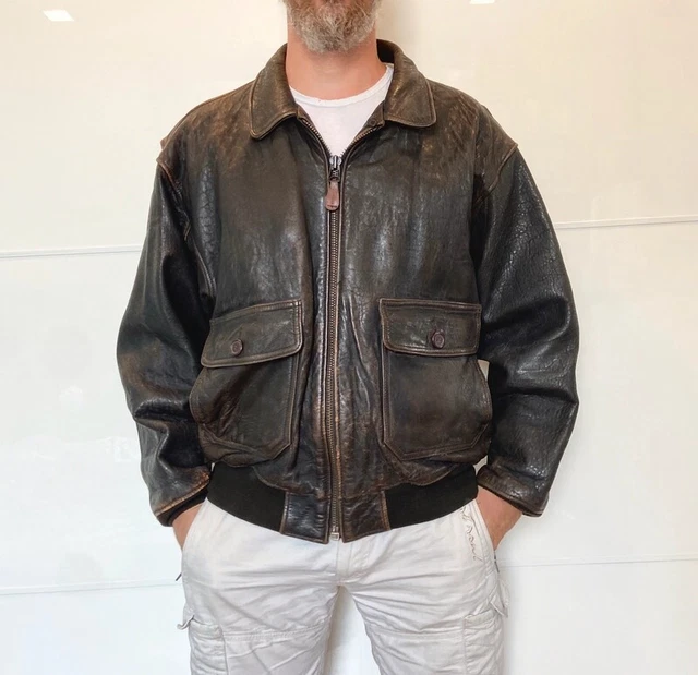 AVIREX VESTE bombardier en cuir vintage type G1 style US Army Air