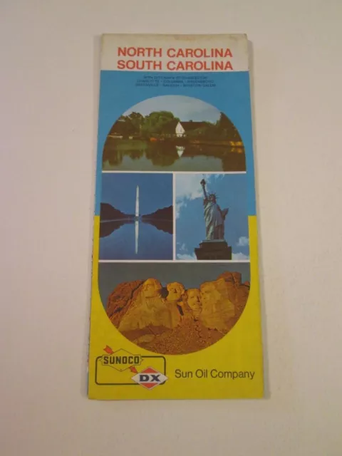 Vintage 1973 Sunoco DX NC, SC - Oil Gas Service Station Travel Road Map