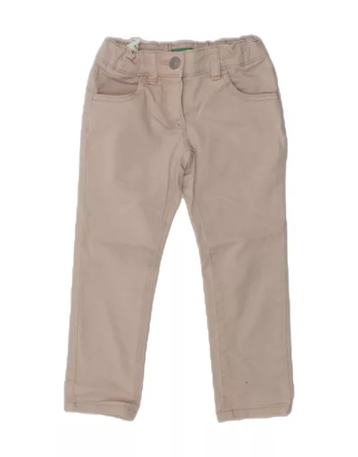 BENETTON Girls Straight Casual Trousers 3-4 Years 2XS W18 L15  Beige AS76