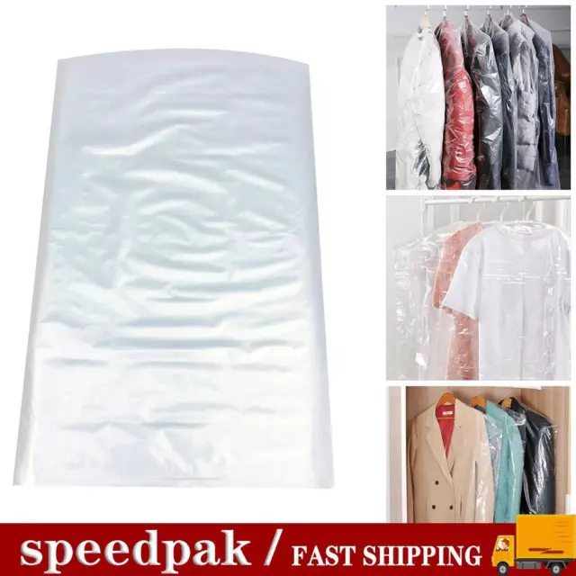 50pcs Clear Plastic Polythene Garment Cover Dry Cleaner Clothes Bag Dress