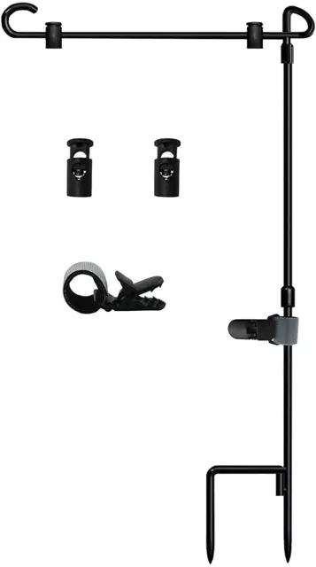 Garden Flag Stand-Holder-Pole With Garden Flag Stopper And Anti-Wind Clip NEW