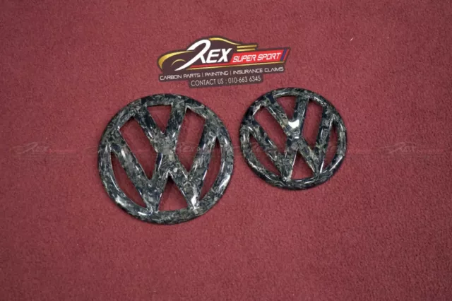 VW Logo Front Grill Badge Rear Emblem Forged Carbon Fit For Volkswagen Golf Mk6