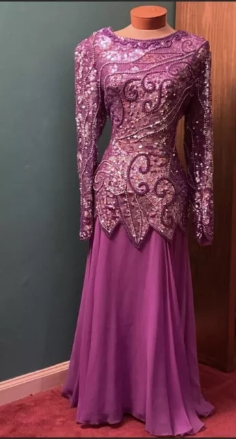 Jovani Women's Formal Dress Size 10 Purple Beaded Sequined Long Evening Gown