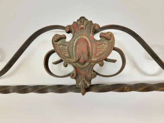 4x Antique Wrought Iron Swing Arm Curtain Brackets - Art Nouveau 5
