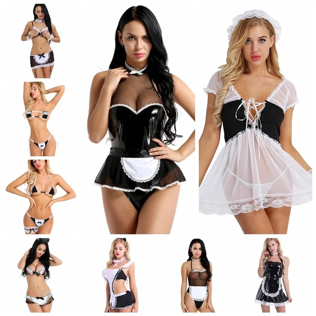 SEXY LINGERIE WOMEN French Maid Nurse Costume Cosplay Uniform Outfit Fancy  Dress £15.10