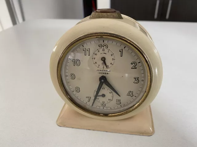 JUNGHANS Vintage Alarm Clock BIVOX Made In GERMANY 1950s Mid Century