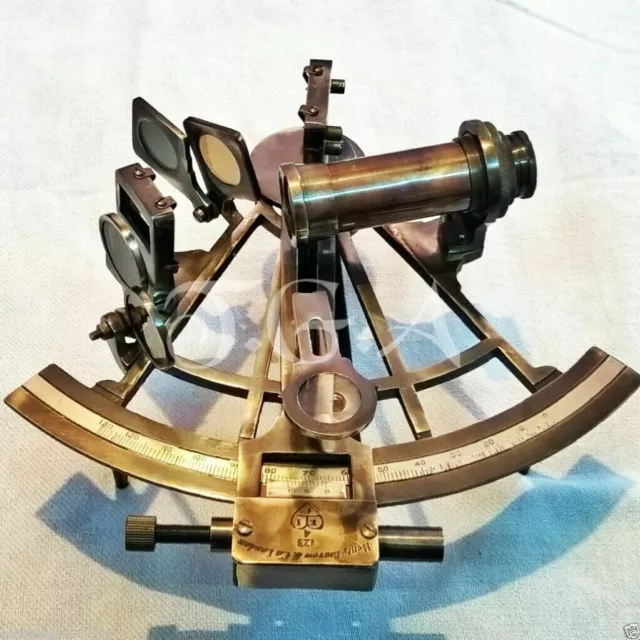 8" Brass Antique Finish Nautical Hennery Barrow & CO. London Survey Sextant Gift