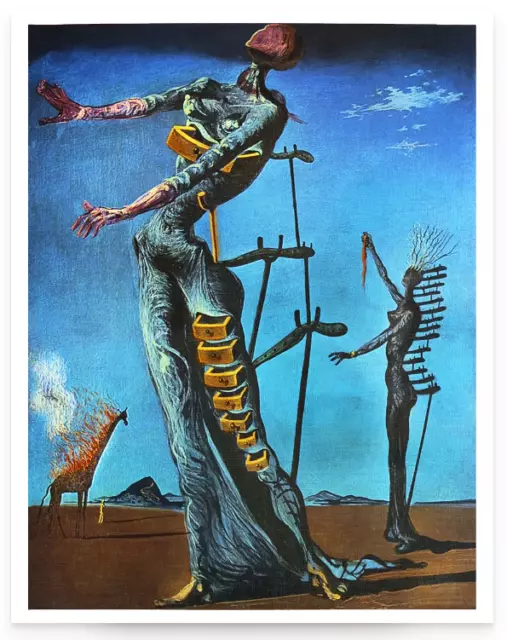 Poster Die brennende Giraffe von Salvador Dali 60x80 cm Bild Kunst Surrealismus