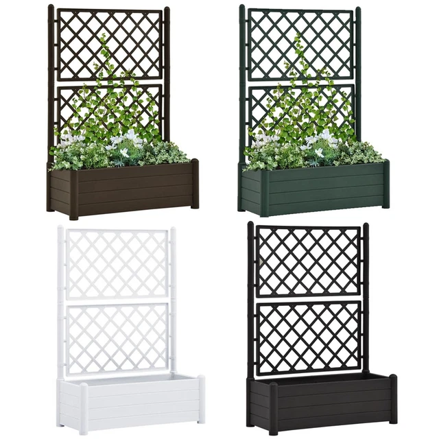 Casa.pro Blumenkasten Trennwand Mit Rankgitter Metall Verzinkt 190 X 82 X  38 Cm Schwarz Mit Rollen
