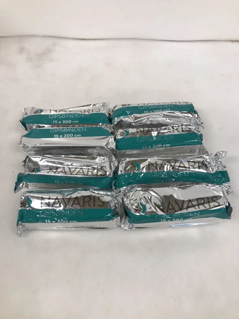 Juego de 10 abrazaderas de yeso para vientre de bebé Navaris - 10 x yeso 15 cm x 300 cm
