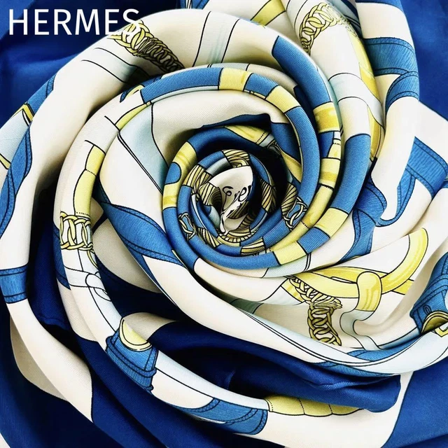 Hermes Carre 90 Golden Spur Apron Doll Square Scarf Summer Color