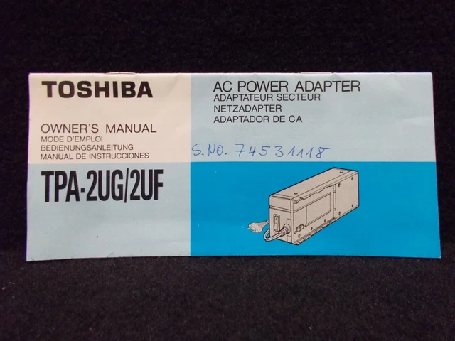 Toshiba TPA-2UG-2UF, Bedienungsanleitung. #K-325-07