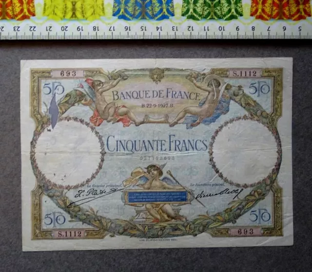 (GB13.1), French Banknote, 50 Francs, Year : 1927 .