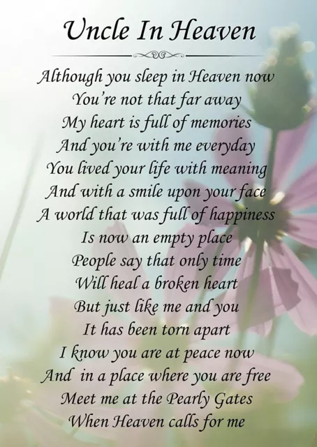 Heaven Memorial Graveside Poem Card