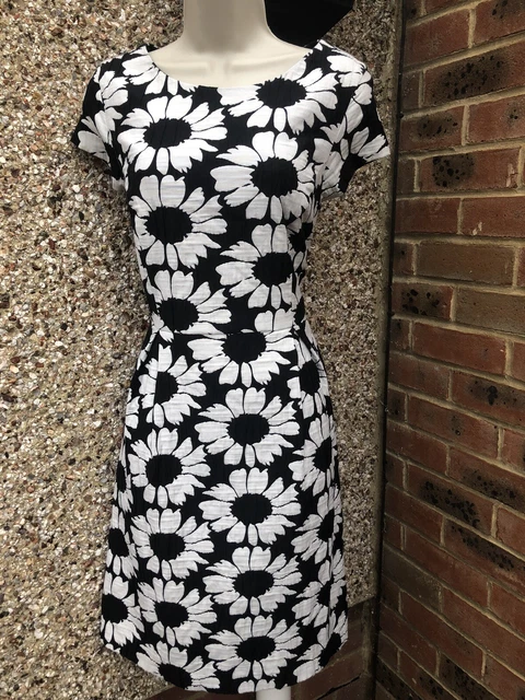 STUNNING PHASE EIGHT Black And Cream Floral Dress Size 14 12.99