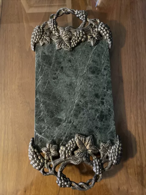 GODINGER Silver Art Co Green Marble Charcuterie Cheese Board Serving Tray NICE
