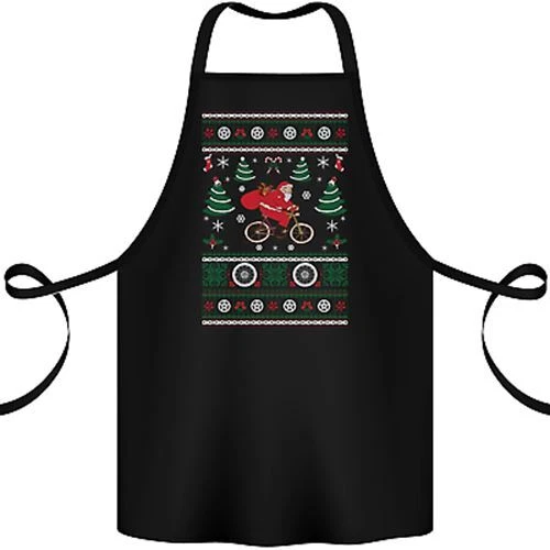 Cycling Santa Claus Christmas Cyclist Cotton Apron 100% Organic