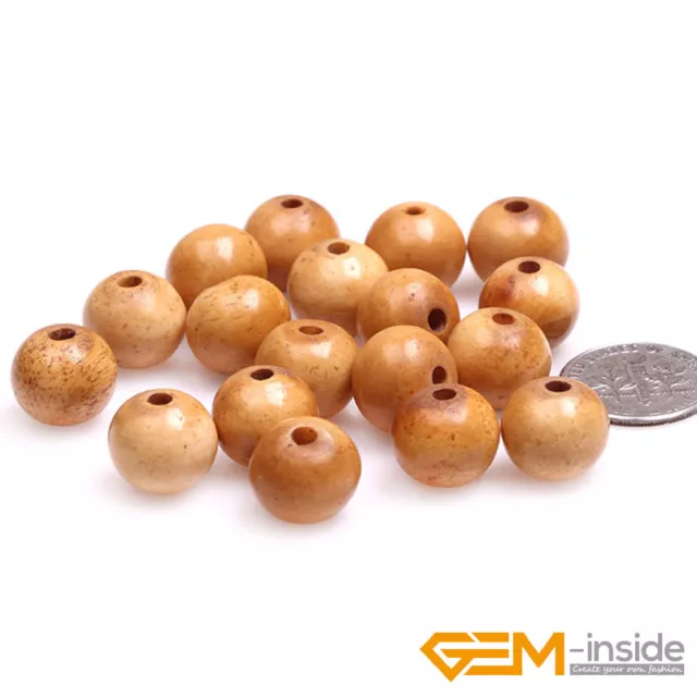 Big Hole Round Carved Bone Ball Loose Beads For Jewelry Making In Bulk YB 80 pcs