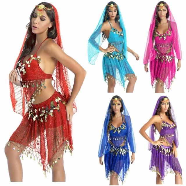 Femme Ensemble de Danse du Ventre Indienne Halloween Carnaval Déguisements