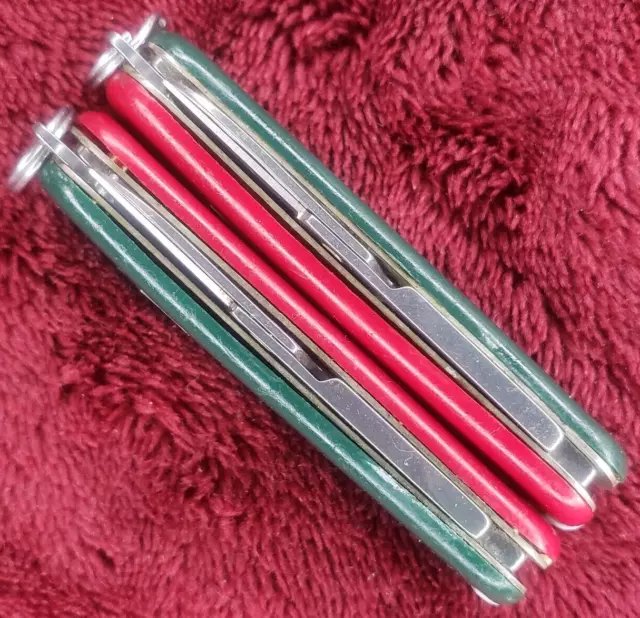 Lot of 2 Victorinox Swiss Army Classic SD Red Green Christmas Two-tone