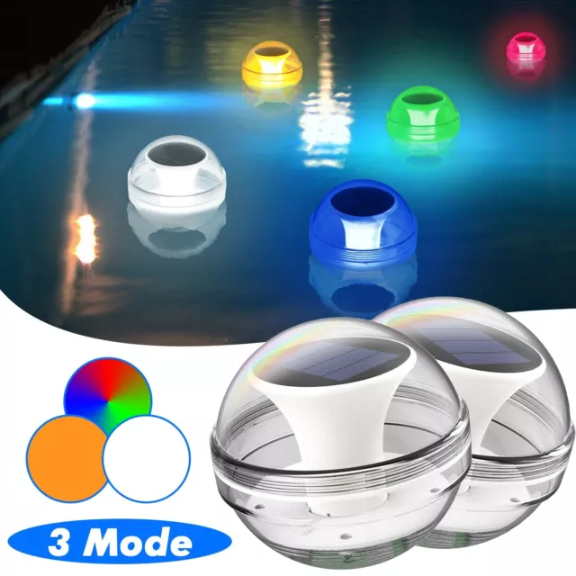 LED Floating Lights Solar Powered Garden Pond Pool Lamp Rotating Color Changing