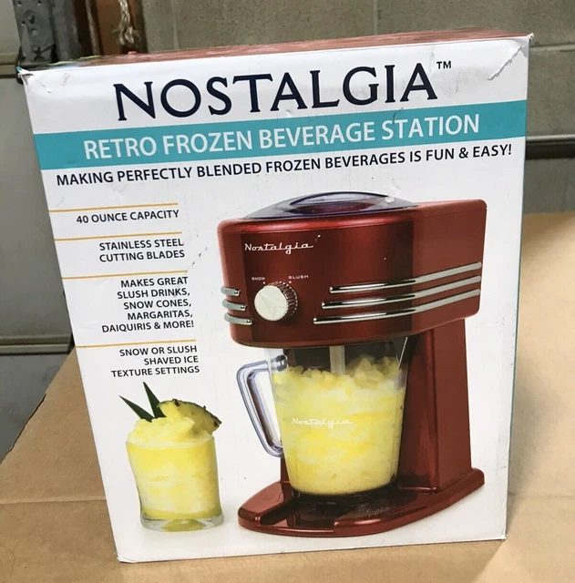 Nostalgia Snow Cone Machine Slush Station Retro Red Cord Storage 40-oz. Pitcher