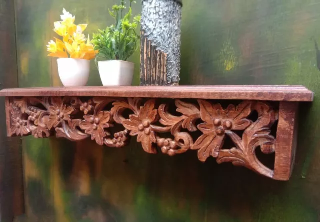 Wood Hand Carved Wall Bracket Wooden Wall Shelf Wooden Hand Carving Wall Shelf