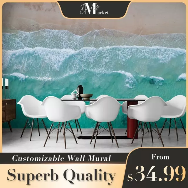 Surf Seaside Beach Wave Blue 3D Wall Mural Bedroom Australia Wallpaper Murals