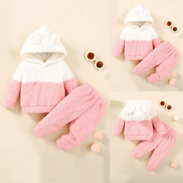 Newborn Baby Boy Girl Kids Bear Hooded Long Sleeve Tops+Pants Outfit Clothes Set