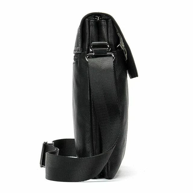 Men's Black Shoulder Bag Genuine Leather Crossbody Messenger Handbags 3