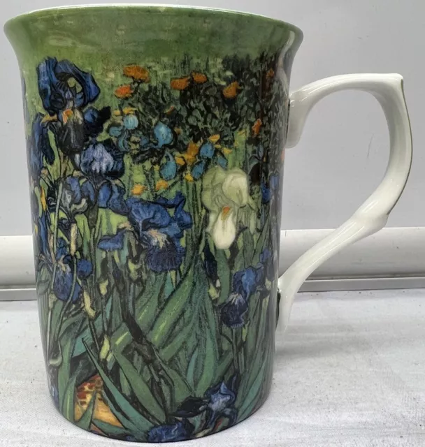Green Cup Blue Irises Flowers Van Gogh Stechcol Cup Mug New  10 oz 4  " High