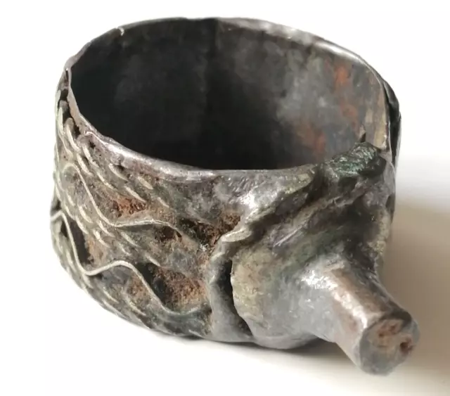 Extremely Ancient Old Viking Silver Color Ring Very Rare Artifact Authentic