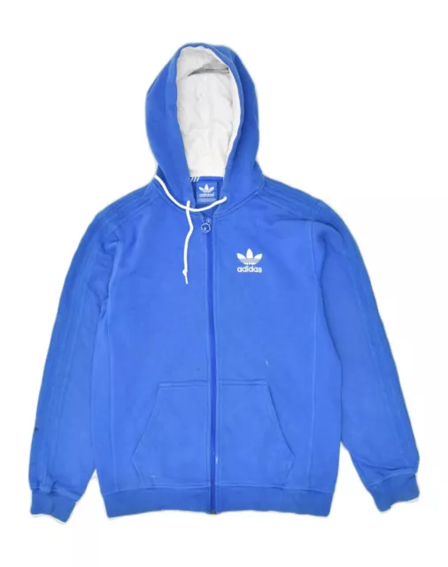 ADIDAS Mens Zip Hoodie Sweater Small Blue Cotton AN10