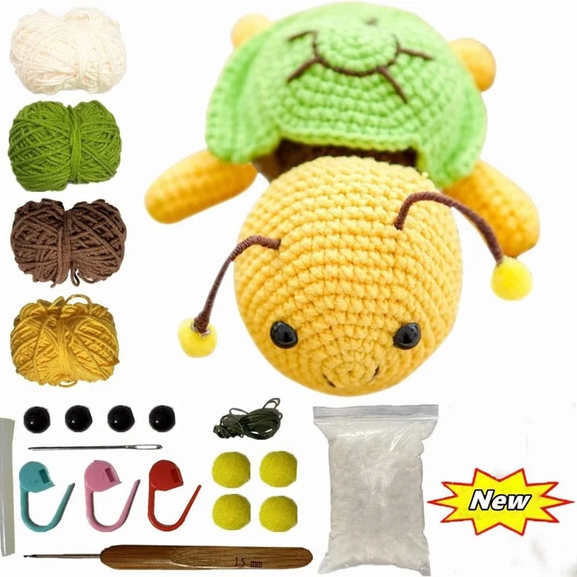 UXORSN Kit per Lavorare a Uncinetto per Principianti 3 Pezzi Adorabile Tartaruga Animali Crochet Kit Forniture Tessuto Uncinetto Peluche con Filato Gancio Istruzioni Passo Uncinetto Crafts per Adulti