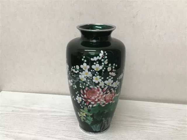 Y2696 FLOWER VASE Ando Cloisonne Japan vintage antique ikebana interior decor