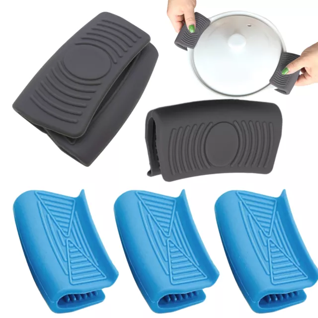 6pcs Heat Protector Hot Handle Holder Kitchen Non Slip Silicone Assist Cast Iron