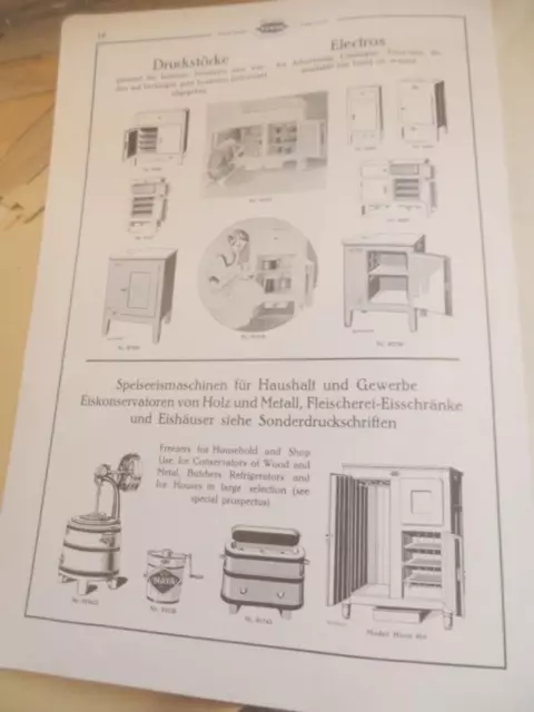 VEWAG Eschebach EISSCHRÄNKE FÜR HAUSHALTUNGEN 1929 Katalog Musterbuch 70A+ 70B m 2