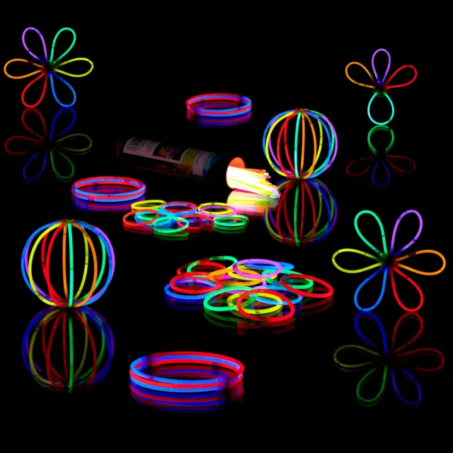 Knicklichter 100 Stück mit Verbinder Leuchtstäbe zum Knicken 7 Farben Glowsticks