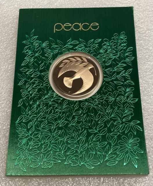 Vintage 1974 Franklin Mint Christmas Holiday Card Coin Dove Of Peace Happiness