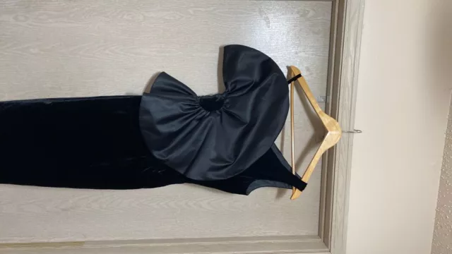 armani collezioni black velvet dress- short w/ large decorative bow on front 