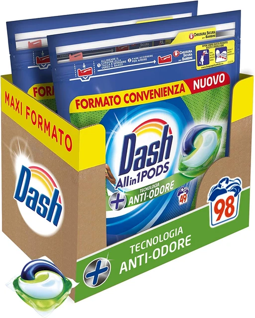Pods All in 1 Detersivo Lavatrice in Capsule, 98 Lavaggi (2 X 49), Tecnologia An