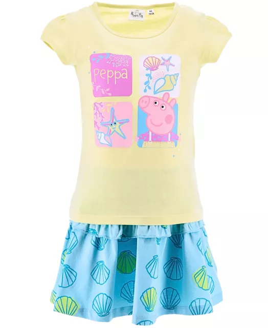 Peppa Pig 2tlg. Outfit T-Shirt und Rock - Peppa Wutz Sommer-Set  Gr. 98 - 116 cm