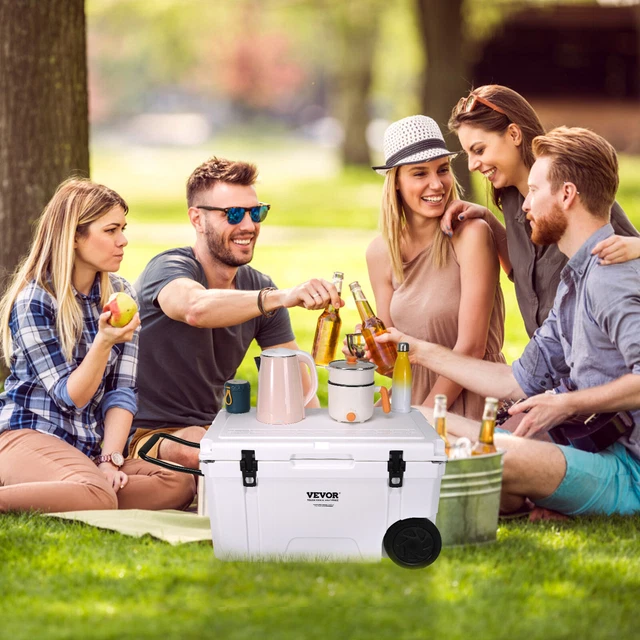 VEVOR Glacière Portable 42,6 L 40-45 Canettes Glacière Rigide Isotherme Hermétique en Plastique LLDPE Isolation en Mousse pour Garder au Froid Les Aliments Boissons Randonnée Pique-Nique 55x41x47 cm