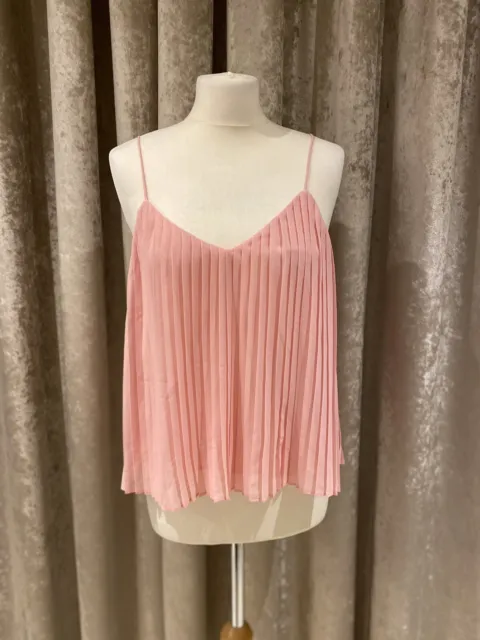 Ladies Cami with Built in Bra Cup Casual Flowy Swing Pleated Tank Top  Sleeveless