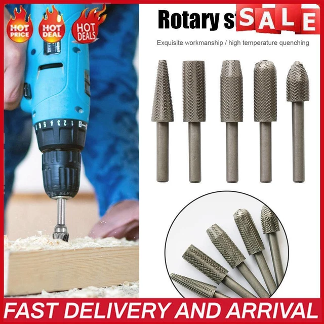 5pcs Wood Drill Rotary Steel File Metal Grinding Grooved Sanding Polish Tool