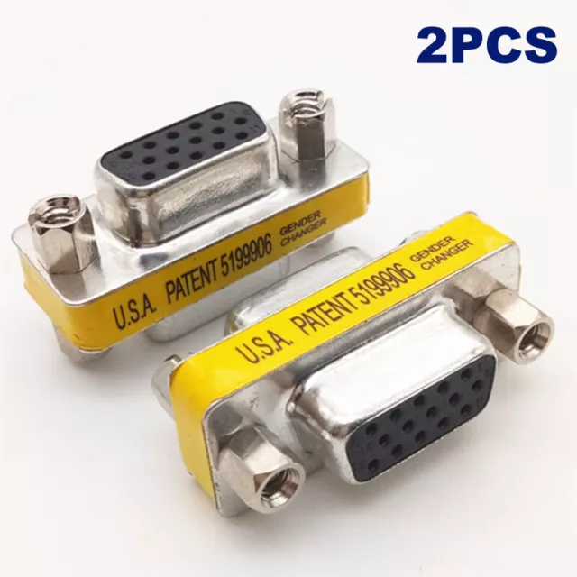 2PCS Female To Female Changer Adapter Male To Female For Monitor Projec_FE